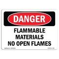 Signmission Safety Sign, OSHA Danger, 10" Height, 14" Width, Flammable Materials No Open Flames, Landscape OS-DS-D-1014-L-2362